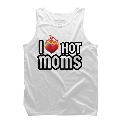 Men's Design By Humans I Love Hot Moms Heart By Metavera Tank Top