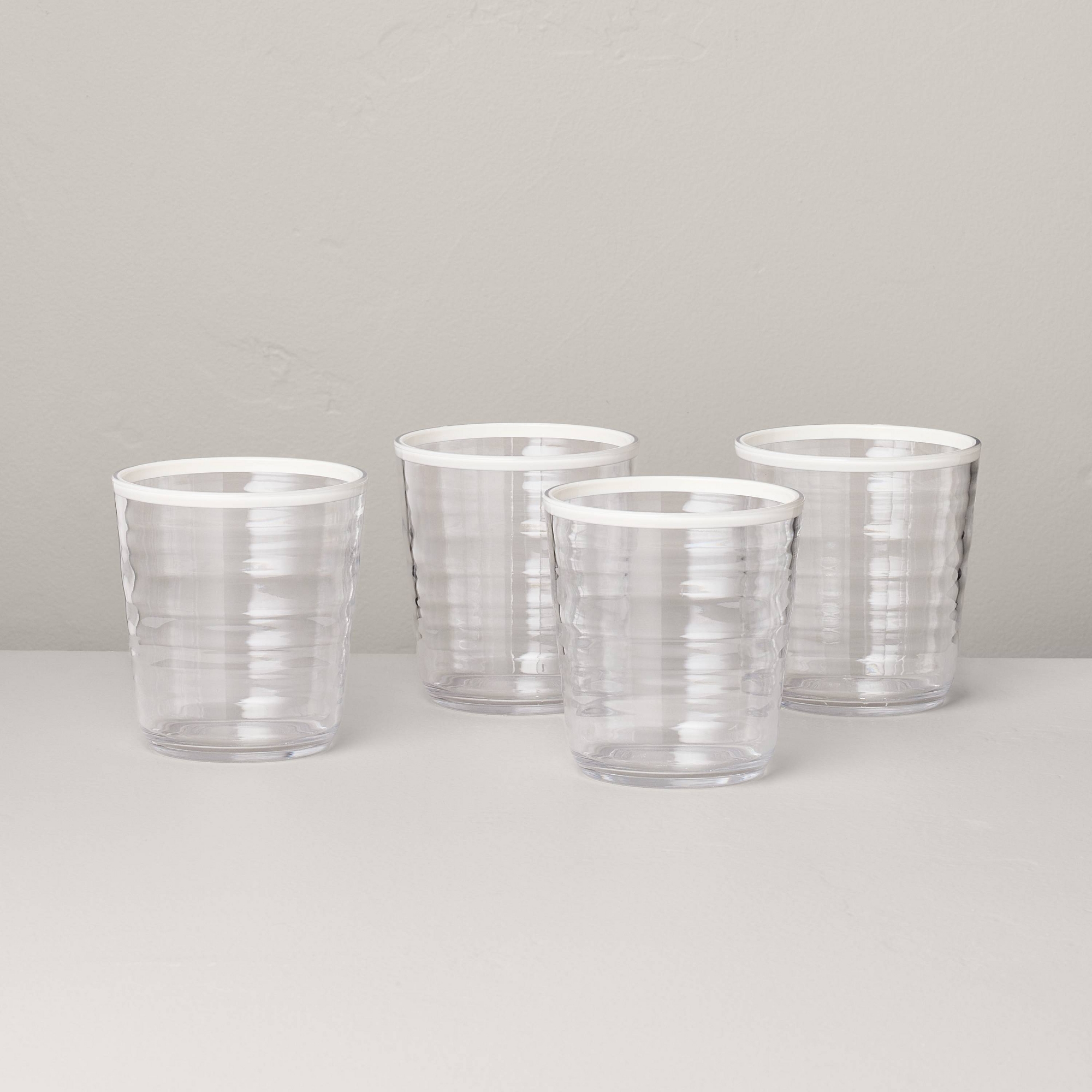 4pk 12 fl oz Tritan Plastic Short Glasses Sour Cream - Hearth & Hand™ with Magnolia