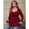 Coolmee Women's Plus Size Babydoll Blouses Sweetheart Neckline Long Sleeve Ruffle Peplum Smocked Cute Casual Fall Tops - 4 of 4
