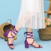 Perphy Women's Long Lace Up Open Toe Mid Chunky Open Toe Heel Sandals - 2 of 4