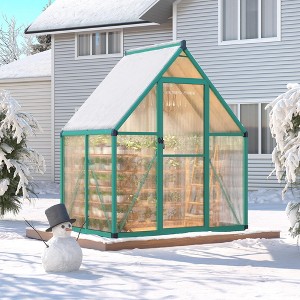 6 x 4 ft Greenhouse, Greenhouse with Aluminum Frame, Adjustable Roof Vent and Lockable Door, Green Houses for Outside, Garden, Backyard and Patio - 1 of 4