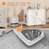 Cat Litter Box Enclosure, Farmhouse Rustic Wooden Cat Washroom Furniture with Barn Doors, Hidden Litter Box Cabinet End Table for Indoor Home, White - 4 of 4