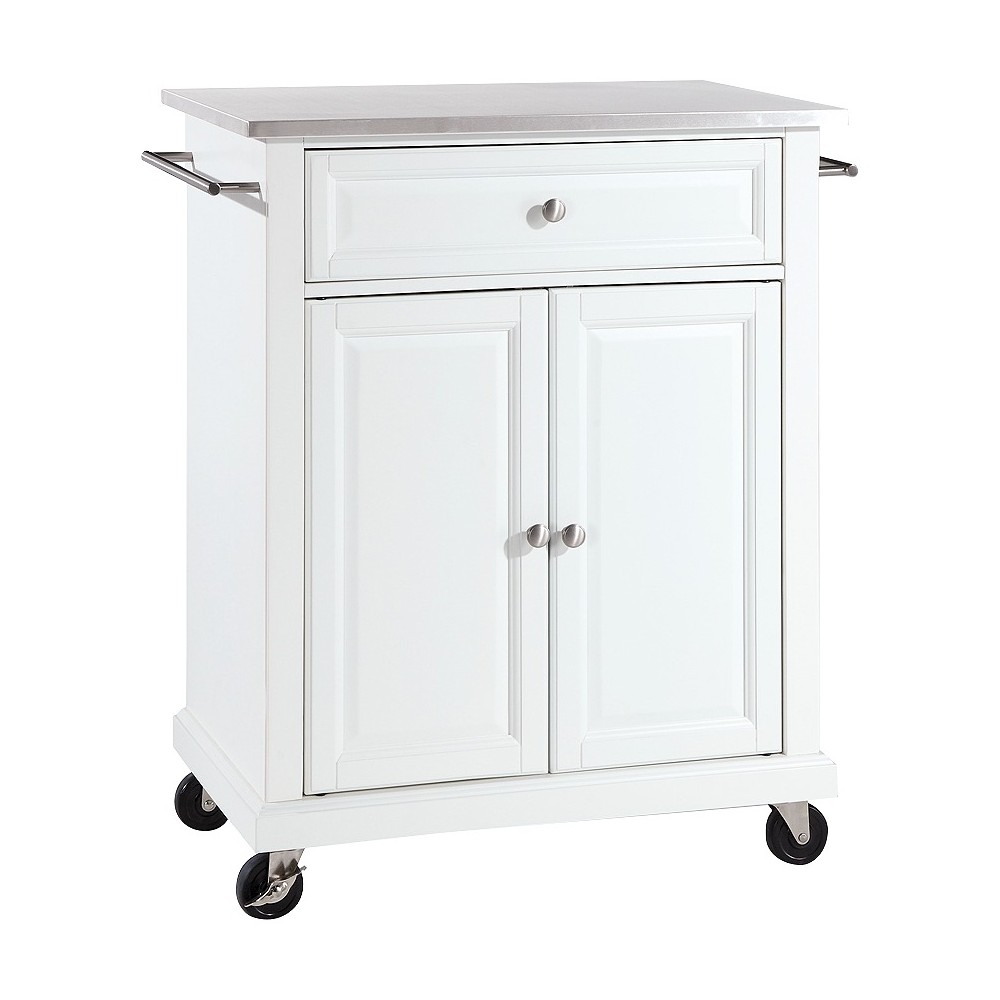 Photos - Other Furniture Crosley Stainless Steel Top Portable Kitchen Cart/Island - White  