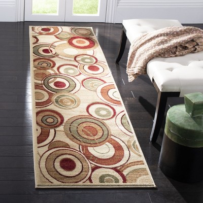 Ivory and Multi Synthetic Retro Rectangle Area Rug