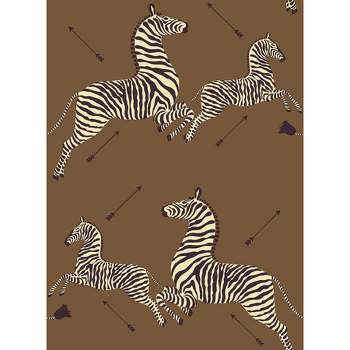 Brewster Safari Brown Zebra Safari Scalamandre Self Adhesive Wallpaper