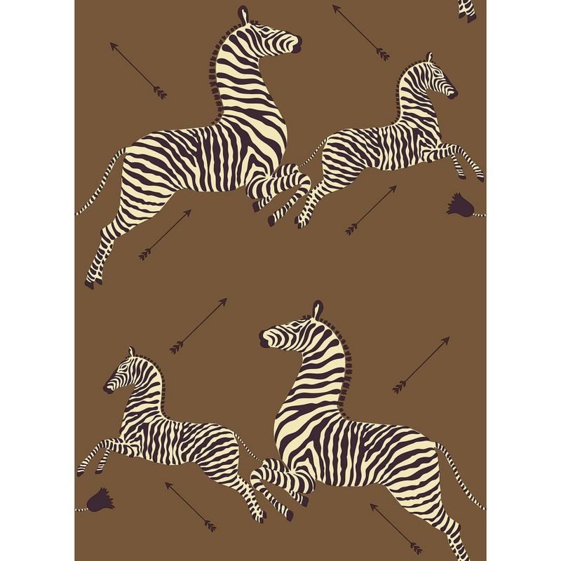 Brewster Safari Brown Zebra Safari Scalamandre Self Adhesive Wallpaper, 1 of 8