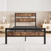 Twin Size Platform Bed Frame with Rustic Vintage Wood Headboard, Strong Metal Slats Support, No Box Spring Needed - 3 of 4