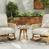 Outdoor 3 Pcs Furniture Set, PE Rattan Rocking Chairs and Wooden Accent Table, Sofa Set with PE Cushions and Wooden Frame-Coolbibila - 2 of 4