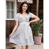 Women's 3-Piece Lace Dress Set Shorts Sleeves Tie Front Midi Silver Color Dress - 4 of 4