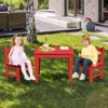 Infans 3PCS Kids Table & 2 Chairs Set Outdoor Heavy-Duty All-Weather Activity Table Set Red - 3 of 4
