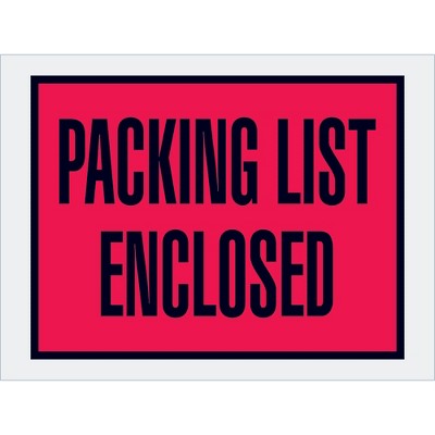 Box Partners "Packing List Enclosed" Envelopes 4 1/2" x 6" Red 1000/Case PL411