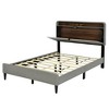 Full Upholstered Bed Frame, Full Platform Bed with Headboard Storage, Lights, USB Ports, Sockets, Wear Resistant Ventilate Linen Fabric - 3 of 4