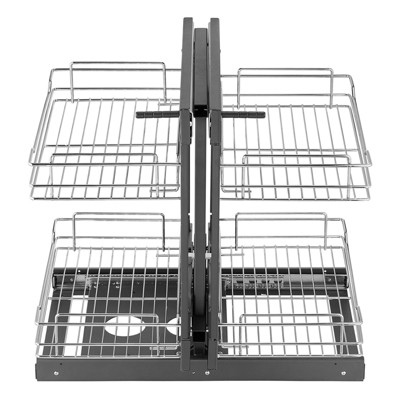 SUGIFT Blind Corner Pull Out Cabinet Organizer, 2 Tier 4 Shelf Kitchen Cabinet Storage, Chrome Carbon Steel Basket for Min 15 inch Wide Opening — фото 3