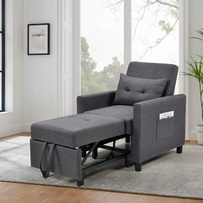 NicBex Modern Pull Out Futon Sofa Bed Linen Convertible Sofa Couch with Lumbar Pillow for Living Room