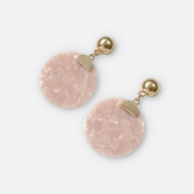 Sanctuary Project Statement Pink Disc Drop Earrings Gold