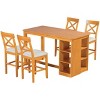 5 Piece Farmhouse Dining Table Set,Wood Counter Height Dining Table and 4 Chairs Set,Kitchen Dining Set with 3 Tier Storage Shelves-Coolbibila - 3 of 4