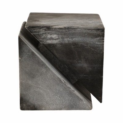 Stone Marble Modern Abstract Geometric Sculpture, Contemporary Accent Cube Handcrafted, Carved Stonework Tabletop Art Display for Home Décor