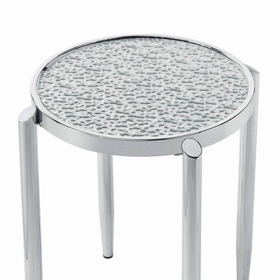 Abbe 22" Round Mirrored Glass and Chrome End Table