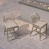 PURPLE LEAF Bar Stools Set of 2 Height Metal Bar Chairs with Back Modern Aluminum Tall Comfy Wicker Woven Boho Barstools Garden Pool Patio Outdoor - 3 of 4