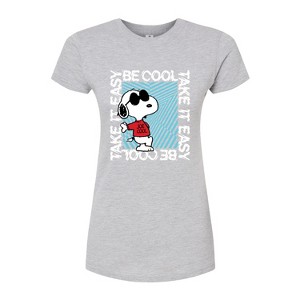 Women's - Peanuts - Be Cool, Take It Easy Snoopy Fitted Graphic T-Shirt - 1 of 3