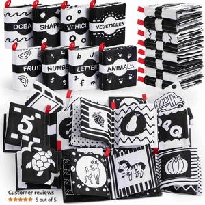 Joyfy Baby Bath Soft Books Black White Infant  Nontoxic Waterproof Newborn Toys Toddler Educational Learning Toys Baby Shower Montessori Sensory 8 Pcs - 1 of 4