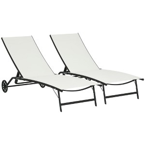 Aghana Digitals 2-Piece Blue Outdoor Chaise Lounges with 5-Position Recline, Wheels & Breathable - 1 of 4