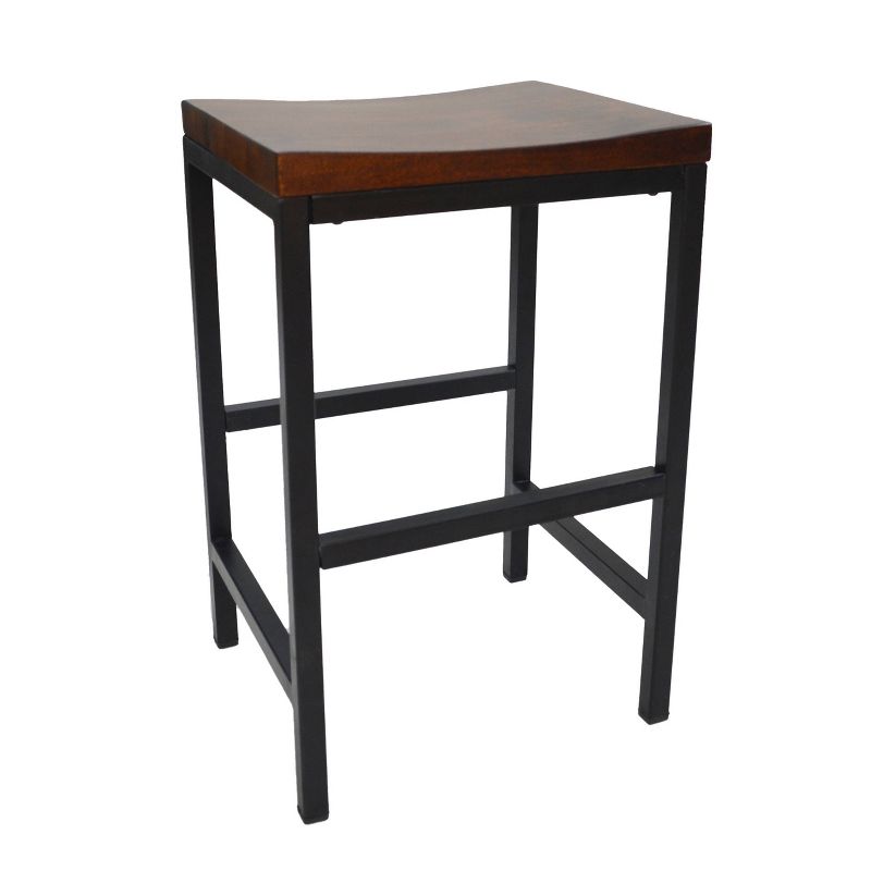 24&#34; Ira Counter Height Barstool Metal/Chestnut - Carolina Chair &#38; Table, 1 of 5