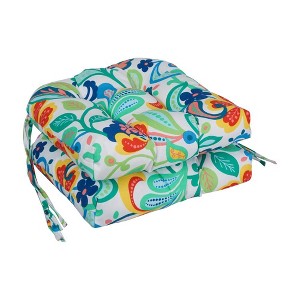 Blazing Needles, 16-inch Spun Polyester Outdoor U-shaped Tufted Chair Cushions (Set of 2) - 1 of 2