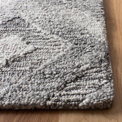 Gray Abstract Handmade Washable Wool Area Rug 5' x 8'