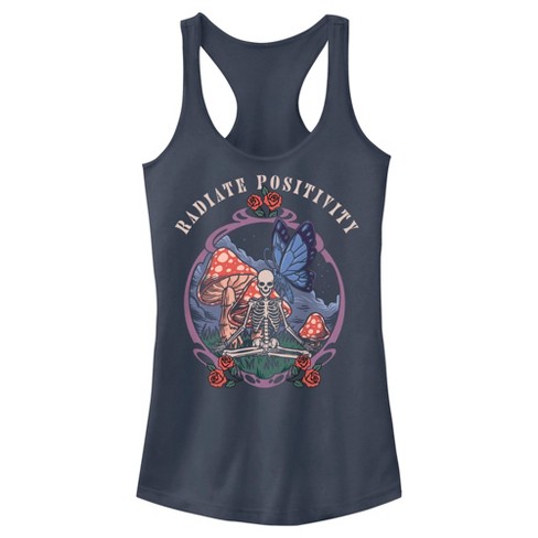 Juniors Womens Lost Gods Radiate Positivity Skeleton Racerback Tank Top - image 1 of 4