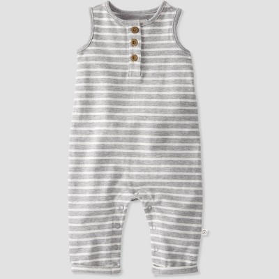 Baby Organic Cotton Striped Jumpsuit - little planet by carter's Gray Newborn