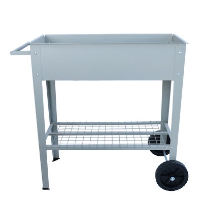 VYNXARIA Mobile Metal Raised Garden Bed Cart with Legs, Elevated Tall Planter Box with Wheels for Outdoor,Indoors,House,Patio,Backyard,Gray