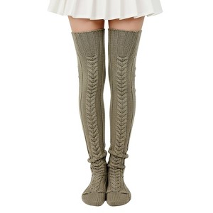 Wrapables Cable Knit Over the Knee Thigh High Winter Boot Socks - 1 of 4