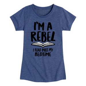 Girls' - Instant Message - Rebel Read Past BedtI'me Fitted Short Sleeve Graphic T-Shirt - 1 of 4