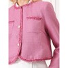 Hobemty Women's Elegant Tweed Long Sleeve Panel Trim Work Office Blazer - 4 of 4