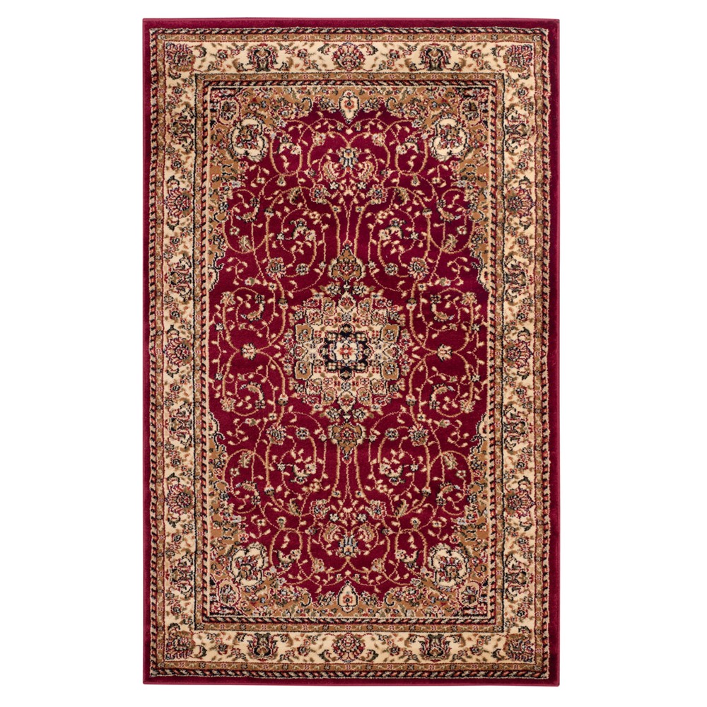 Red/Ivory Floral Loomed Accent Rug 3'3inX5'3in - Safavieh