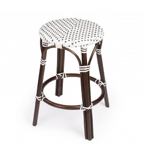 HomeRoots 24" Dark Brown White and Brown Rattan Backless Counter Height Bar Chair - 1 of 3