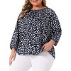 Women's Plus Size Polka Dot Pleated 3/4 Sleeve Crew Neck Casual Tunic Blouses - Agnes Orinda - 2 of 4