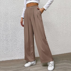 Womens Pants Elastic Waist Wide Leg Lounge Long Pants - 1 of 1