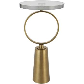 Uttermost Ringlet 12 1/2" Wide Seeded Glass Brass Round Accent Table