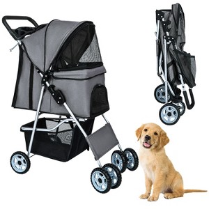 BestMassage Dog Stroller 3/4 Wheels Premium Pet Stroller Dog Cat Jogger with Cup Holder and Mesh Windows for Small Medium Dogs Cat - 1 of 4