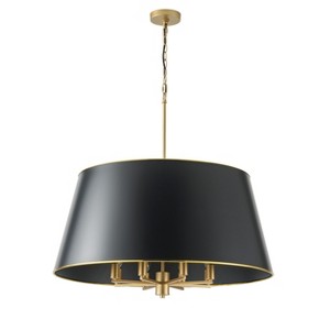 Modern Black and Gold Drum Chandelier, 8-Light Pendant Light Fixture for Dining Room or Entryway - 1 of 4