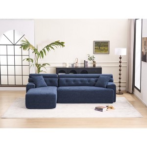 105" L-Shaped Convertible Sectional Sofa Couch, Modular 3-Seater with 2 Pillows for Apartment Living Room Bedroom - 1 of 4