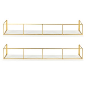 24" x 4" 2pc Decorative Wall Shelf Set White/Gold - Uniek - 1 of 4