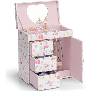 Musical Jewelry Box Girls, with Ballerina for Birthday Bedroom Decor, 4 Layer Girl Jewelry Gifts - 1 of 4