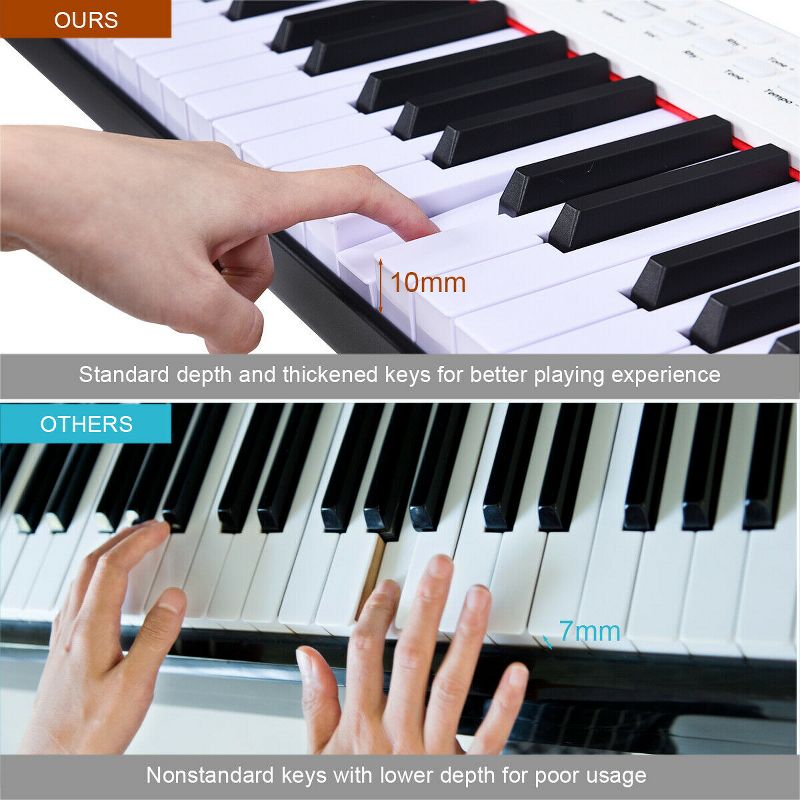 Costway BXII 61 Key Digital Piano MIDI Keyboard w/MP3 White, 5 of 11