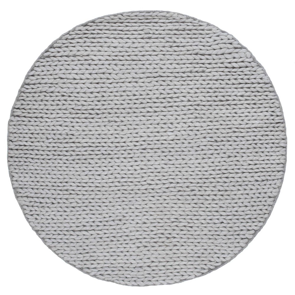 6' Round Hand Woven Chunky Woolen Cable Area Rug Light Gray - nuLOOM