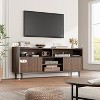 Homhougo Fluted TV Stand for 75 Inch, Boho Entertainment Center with Sliding Doors, Media Cabinet Furniture Walnut - 2 of 4