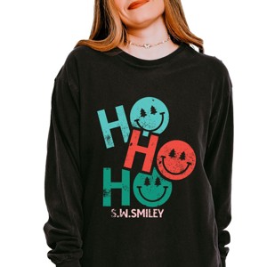 S.W.Smiley Ho Ho Ho Stacked - Garment Dyed Long Sleeve - 1 of 3