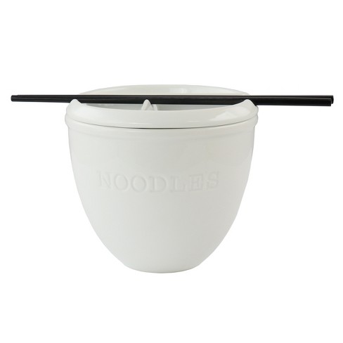 Gibson Our Table Simply White 6.25 Inch Round Noodle Bowl With Chopsticks  And Lid : Target